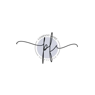 Çiçek ve Min ile Modern El Yazısı PF İlk Logo Şablonları