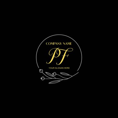 Çiçek ve Lüks Acc ile el yazısı PF İlk Logo Şablonları