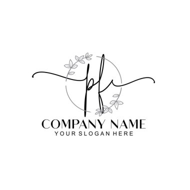 Çiçek ve Min ile Modern El Yazısı PF İlk Logo Şablonları