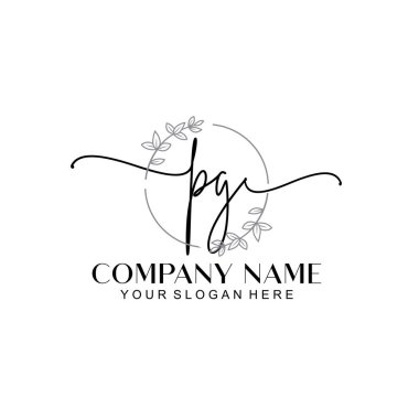 Çiçek ve Min ile Modern El Yazıları PG İlk Logo Şablonları