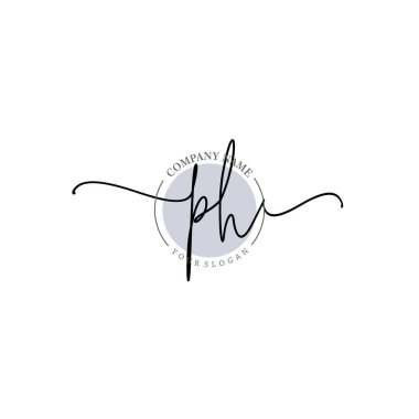 Çiçek ve Min ile Modern El Yazısı PH İlk Logo Şablonları