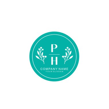 El yazısı PH Baş harfleriyle Çiçek Monogram Logosu Ayarları
