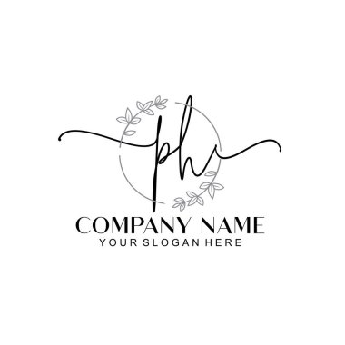 Çiçek ve Min ile Modern El Yazısı PH İlk Logo Şablonları