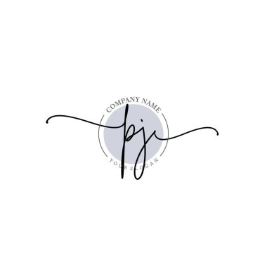 Çiçek ve Min ile Modern El Yazısı PJ İlk Logo Şablonları