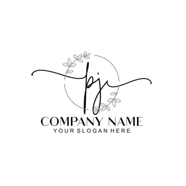 Çiçek ve Min ile Modern El Yazısı PJ İlk Logo Şablonları