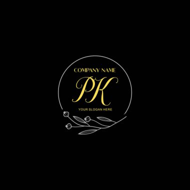 Çiçek ve Lüks Acc ile el yazısı PK İlk Logo Şablonları