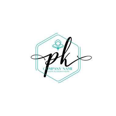 Çiçek ve Min ile Modern El Yazıları PK İlk Logo Şablonları