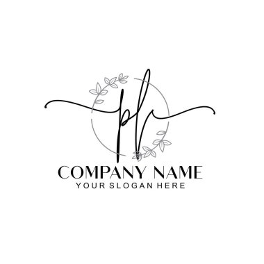 Çiçek ve Min ile Modern El Yazısı PL İlk Logo Şablonları