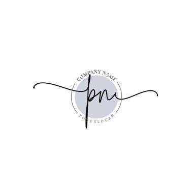 Çiçek ve Min ile Modern El Yazısı PN İlk Logo Şablonları