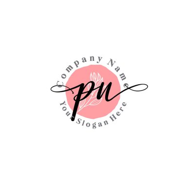 Çiçek ve Min ile Modern El Yazısı PN İlk Logo Şablonları