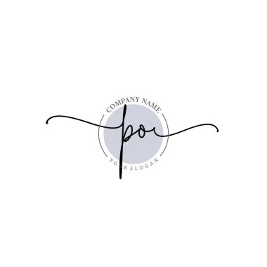 Çiçek ve Min 'le Modern El Yazısı PO İlk Logo Şablonları