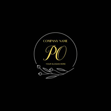 Çiçek ve Lüks Acc ile el yazısı PO İlk Logo Şablonları