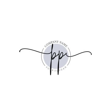 Çiçek ve Min ile Modern El Yazısı PP İlk Logo Şablonları