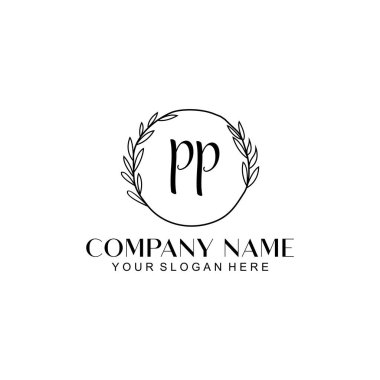 El yazısı PP Baş harfleriyle Çiçek Monogram Logosu Ayarları