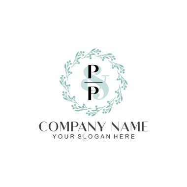 El yazısı PP Baş harfleriyle Çiçek Monogram Logosu Ayarları