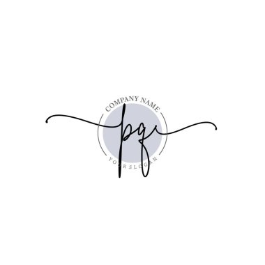 Çiçek ve Min ile Modern El Yazısı PQ İlk Logo Şablonları
