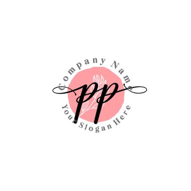 Çiçek ve Min ile Modern El Yazısı PP İlk Logo Şablonları