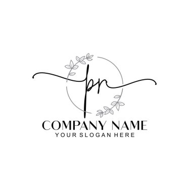 Çiçek ve Min ile Modern El Yazıları Halkla İlişkiler İlk Logo Şablonları