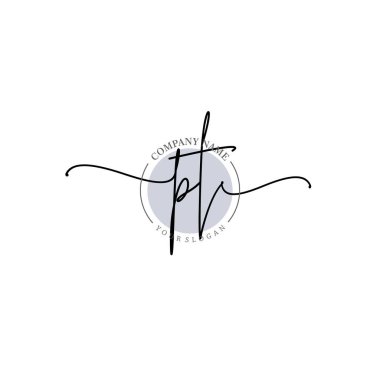 Çiçek ve Min ile Modern El Yazısı PT İlk Logo Şablonları