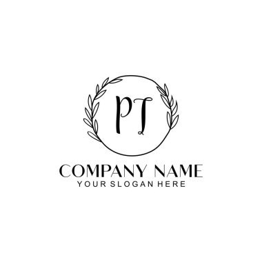 El yazısı PT Baş harfleriyle Çiçek Monogram Logosu Ayarları