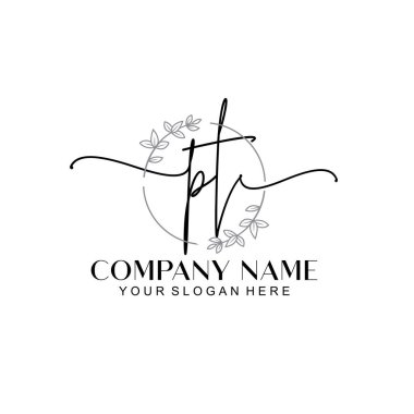 Çiçek ve Min ile Modern El Yazısı PT İlk Logo Şablonları