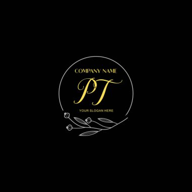 Çiçek ve Lüks Acc ile el yazısı PT İlk Logo Şablonları