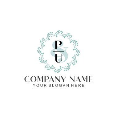 El yazısı PU Baş harfleriyle Çiçek Monogram Logosu Ayarları