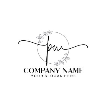 Çiçek ve Min ile Modern El Yazısı PU İlk Logo Şablonları