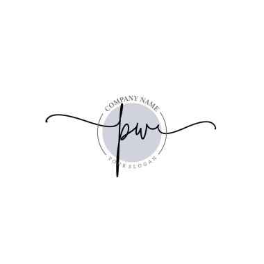 Çiçek ve Min ile Modern El Yazısı PW İlk Logo Şablonları