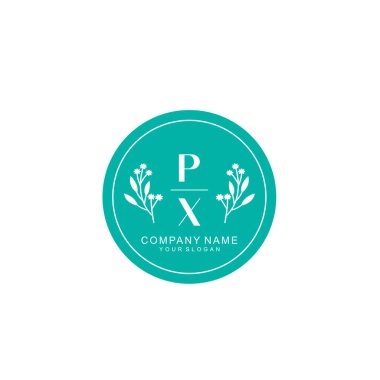 El yazısı PX Baş harfleriyle Çiçek Monogram Logosu Ayarları