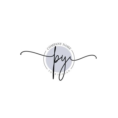 Çiçek ve Min ile Modern El Yazısı PY İlk Logo Şablonları