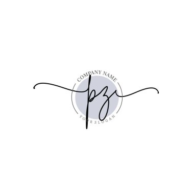 Çiçek ve Min ile Modern El Yazısı PZ İlk Logo Şablonları