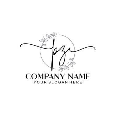 Çiçek ve Min ile Modern El Yazısı PZ İlk Logo Şablonları
