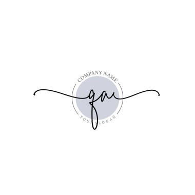 Çiçek ve Min ile Modern El Yazıları QA İlk Logo Şablonları