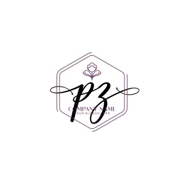 Çiçek ve Min ile Modern El Yazısı PZ İlk Logo Şablonları