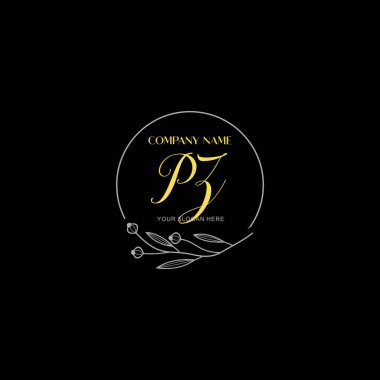 Çiçek ve Lüks Acc ile el yazısı PZ İlk Logo Şablonları