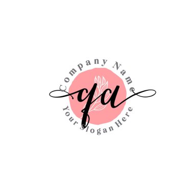 Çiçek ve Min ile Modern El Yazıları QA İlk Logo Şablonları