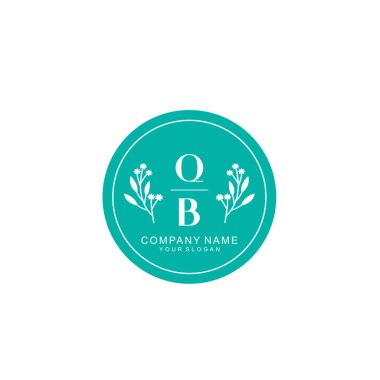 El yazısı QB Baş harfleriyle Çiçek Monogram Logosu Ayarları