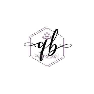 Çiçek ve Min ile Modern El Yazısı QB İlk Logo Şablonları