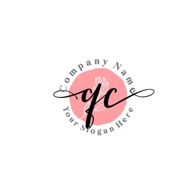 Çiçek ve Min ile Modern El Yazısı QC İlk Logo Şablonları