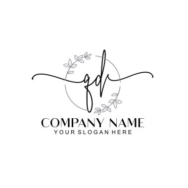 Çiçek ve Min ile Modern El Yazısı QD İlk Logo Şablonları
