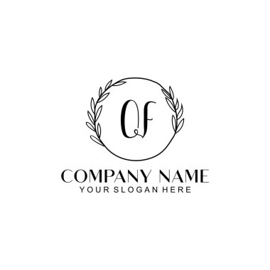 El yazısı QF Baş harfleriyle Çiçek Monogram Logosu Ayarları