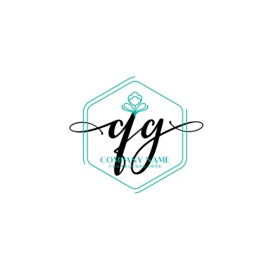 Çiçek ve Min ile Modern El Yazısı QG İlk Logo Şablonları
