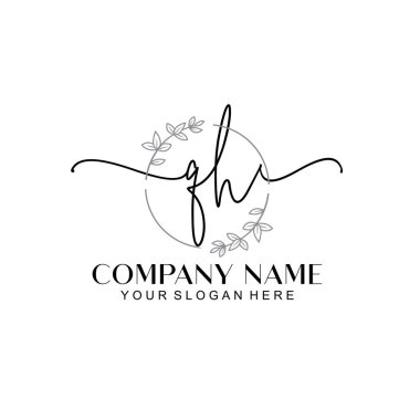 Çiçek ve Min ile Modern El Yazısı QH İlk Logo Şablonları