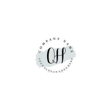 El yazısı QH Baş harfleriyle Çiçek Monogram Logosu Ayarları