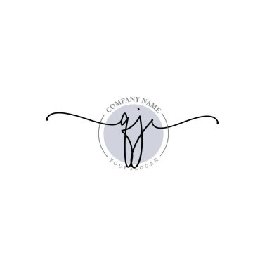 Çiçek ve Min ile Modern El Yazısı QJ İlk Logo Şablonları