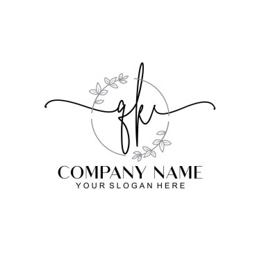 Çiçek ve Min ile Modern El Yazısı QK İlk Logo Şablonları