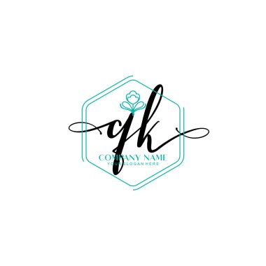 Çiçek ve Min ile Modern El Yazısı QK İlk Logo Şablonları