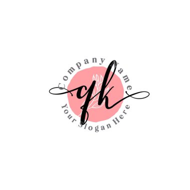 Çiçek ve Min ile Modern El Yazısı QK İlk Logo Şablonları