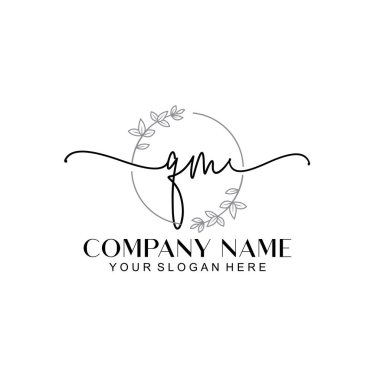 Çiçek ve Min ile Modern El Yazısı QM İlk Logo Şablonları